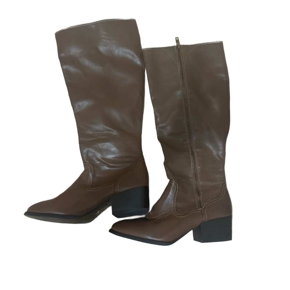 Brown Sleek Knee-High Warm Boots Size 8 - Picture 3 of 4